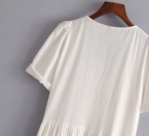 Buttoned Linen Midi Dress
