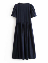 Buttoned Linen Midi Dress