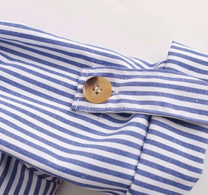 Pinstriped Buttoned Linen Dress