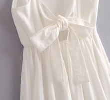 Buttoned Linen Back-Tie Midi Dress