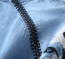 Embroidered Trumpet Sleeved Denim Top