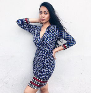 Geometric Print Wrap Dress [BACKORDER]