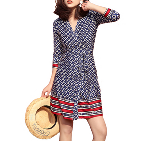 Geometric Print Wrap Dress [BACKORDER]