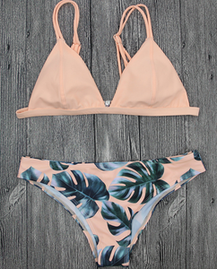 Leafy Print Bottom Bikini Set