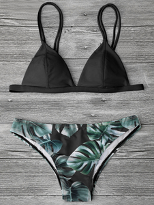 Leafy Print Bottom Bikini Set