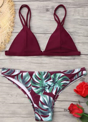 Leafy Print Bottom Bikini Set