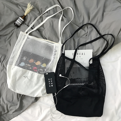 Hollow Mesh Canvas Tote Bag