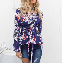 Floral Print Waist-Tie Blouse