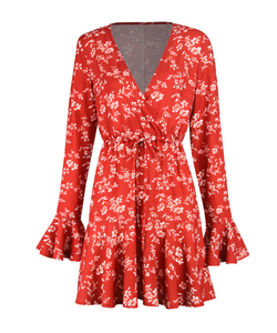 Floral Drawstring Waist Dress