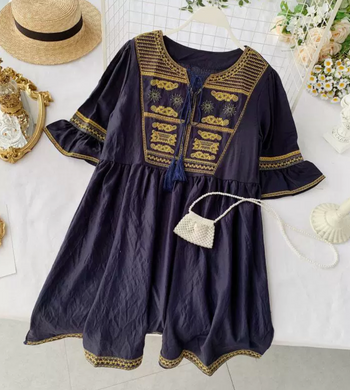 Ethnic Embroidery Tunic Dress