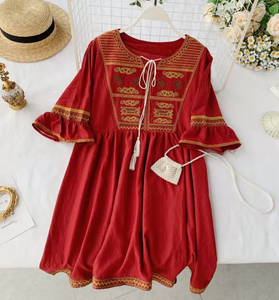Ethnic Embroidery Tunic Dress