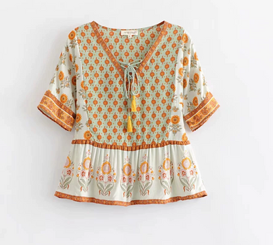 Bohemian Laced-up Tunic Top