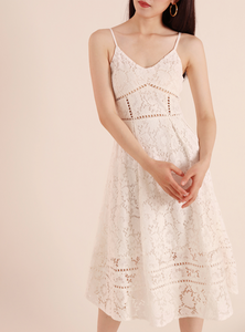Crochet Lace Fairy Midi Dress [PREMIUM]