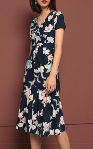 Floral Flutter-Hem Midi
