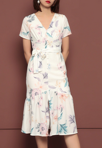Floral Flutter-Hem Midi