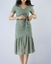 Crochet Waist-Tie Midi Dress