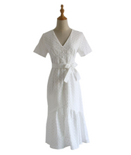 Crochet Waist-Tie Midi Dress