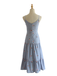 Floral Embroidered Crochet Midi Dress