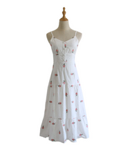 Floral Embroidered Crochet Midi Dress