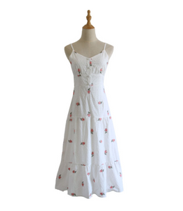 Floral Embroidered Crochet Midi Dress