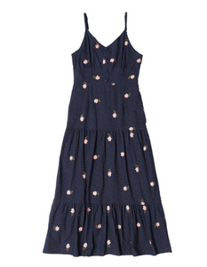 Floral Embroidered Crochet Midi Dress