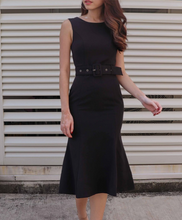 Belted Fishtail-Skirt Midi Dress [PREMIUM]