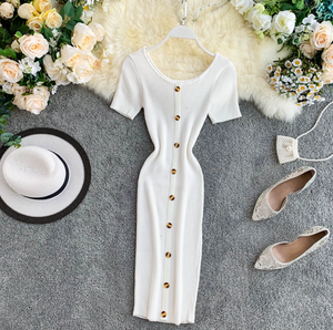 Basic Knitted Buttoned Dress [BACKORDER]