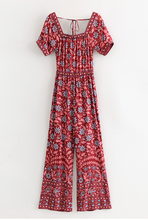 Retro-Print Low-Back Jumpsuit