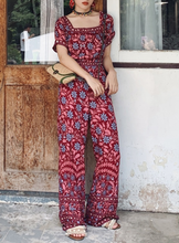 Retro-Print Low-Back Jumpsuit