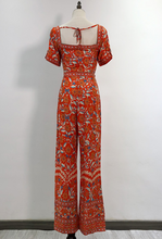 Retro-Print Low-Back Jumpsuit