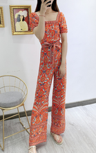 Retro-Print Low-Back Jumpsuit