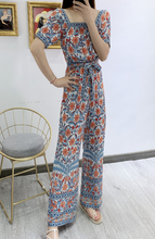 Retro-Print Low-Back Jumpsuit
