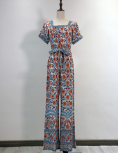 Retro-Print Low-Back Jumpsuit