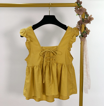 Frill Hem Lace-up back Top