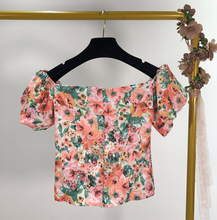 Floral Sweetheart-Neckline Top