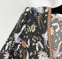 Crane-Print Bohemian Drawstring Dress