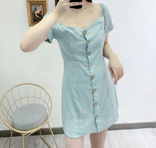 Buttoned Linen Shift Dress