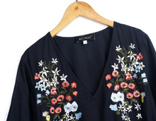 Embroidered V-Neck Waist-Tie Dress
