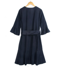 Embroidered V-Neck Waist-Tie Dress