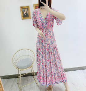 Printed Drawstring-Waist Midi Dress