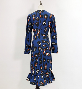 Abstract Leopard Print Midi