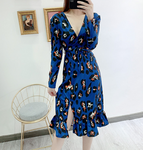 Abstract Leopard Print Midi