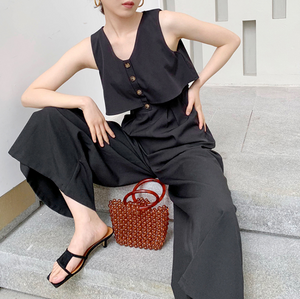 Faux Two-Piece Sleeveless Jumpsuit