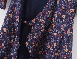 Trumpet Sleeved Floral Wrap Dress