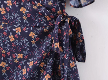 Trumpet Sleeved Floral Wrap Dress