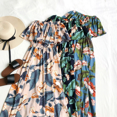 Printed Off-Shoulder Maxi Dress