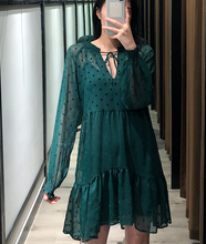 Gathered Collar Polka Dot Dress
