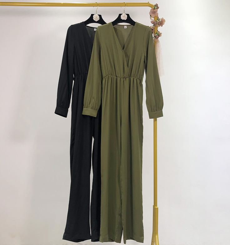 Basic Full-Sleeved Waist-Tie Jumpsuit