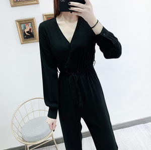 Basic Full-Sleeved Waist-Tie Jumpsuit