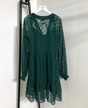 Gathered Collar Polka Dot Dress